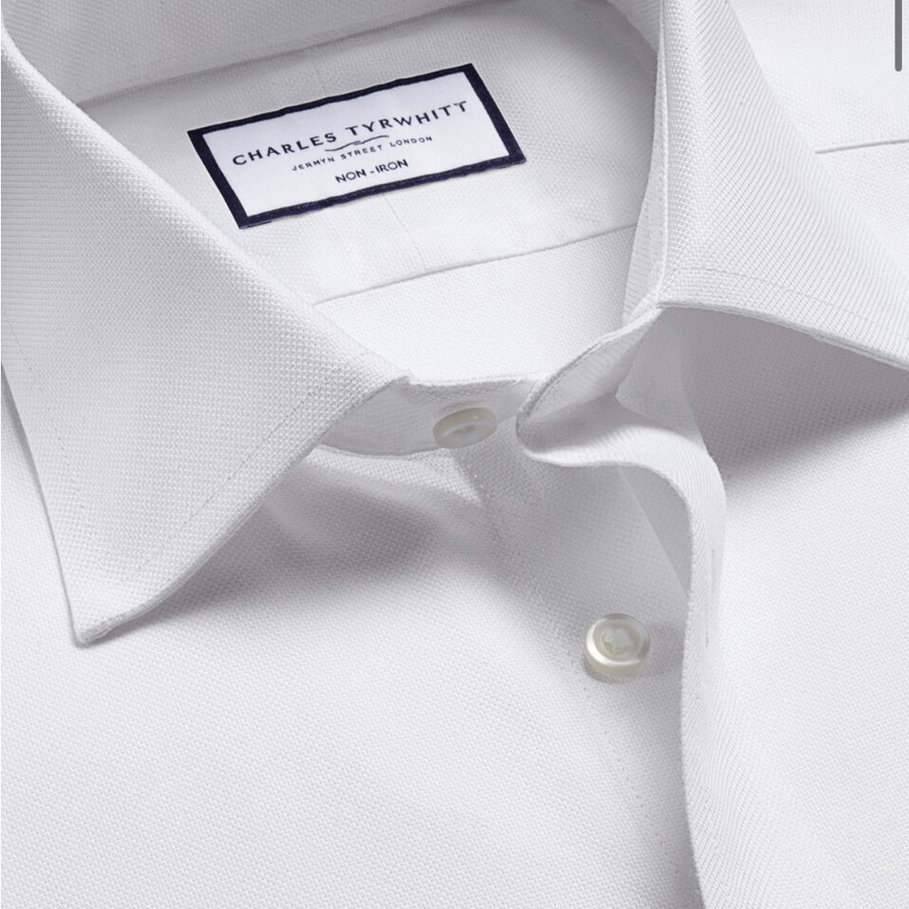 NWTs Charles Tyrwhitt Men’s White Non-iron royal oxford slim fit shirt